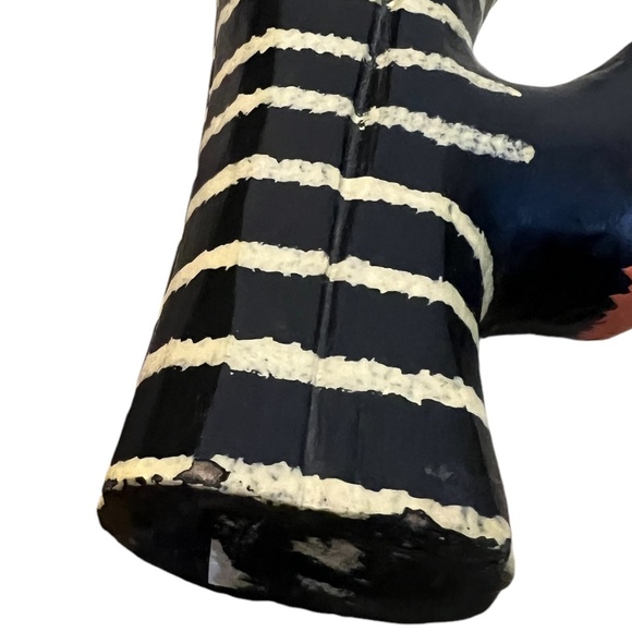 Carved Wood Hand Painted Long Tail Striped Cat Figurine Ring Holder‎ - Picture 7 of 7